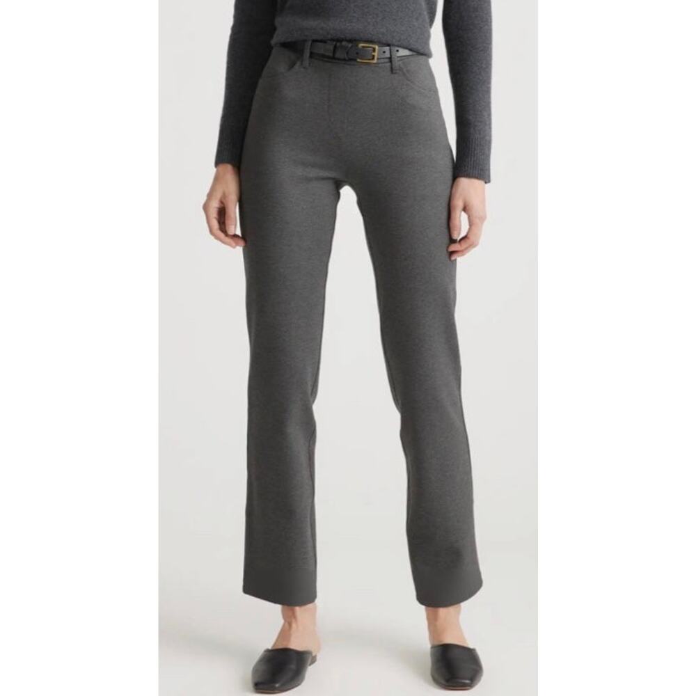 Quince Sz M Talk Grey Womens Ponte Pants Pull On Comfort Career Stretch Staple